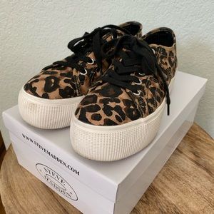 Steve Madden Emmi Leopard Platform Sneakers Sz 7